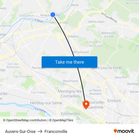 Auvers-Sur-Oise to Franconville map
