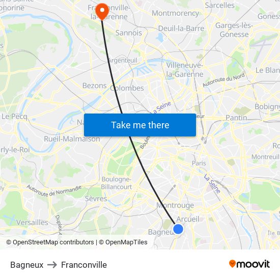 Bagneux to Franconville map