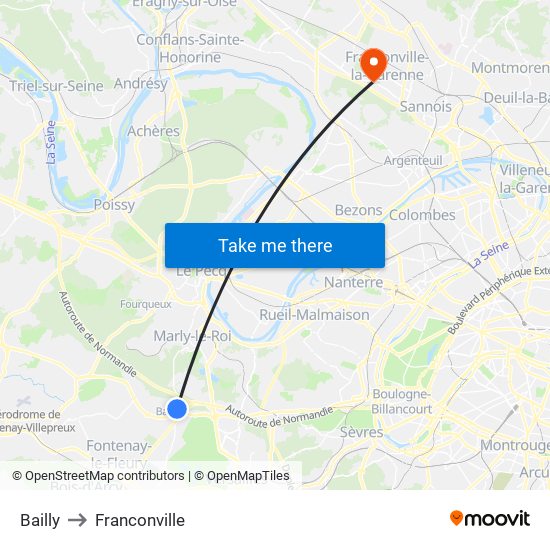 Bailly to Franconville map
