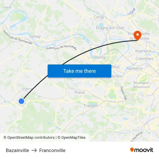 Bazainville to Franconville map