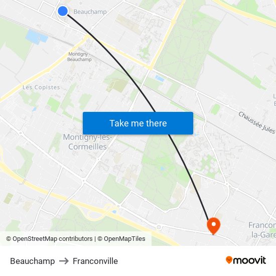 Beauchamp to Franconville map