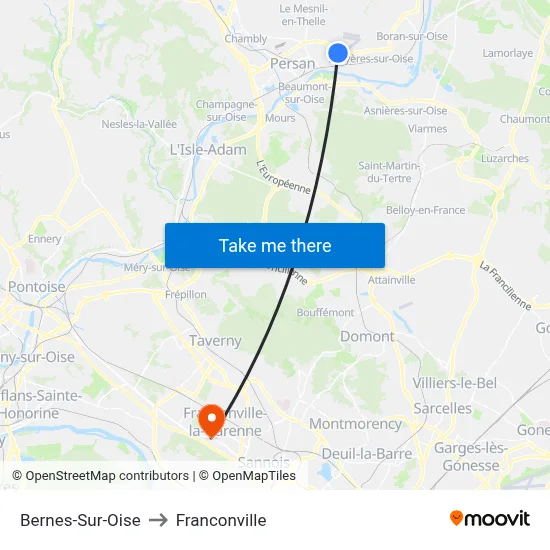 Bernes-Sur-Oise to Franconville map