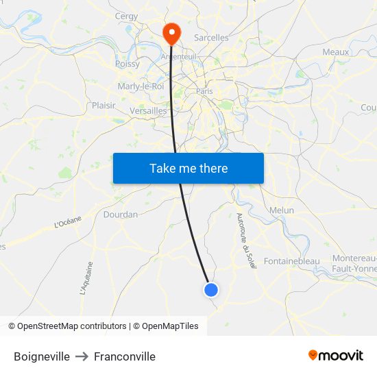 Boigneville to Franconville map