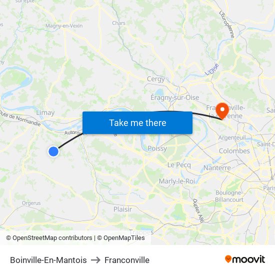 Boinville-En-Mantois to Franconville map