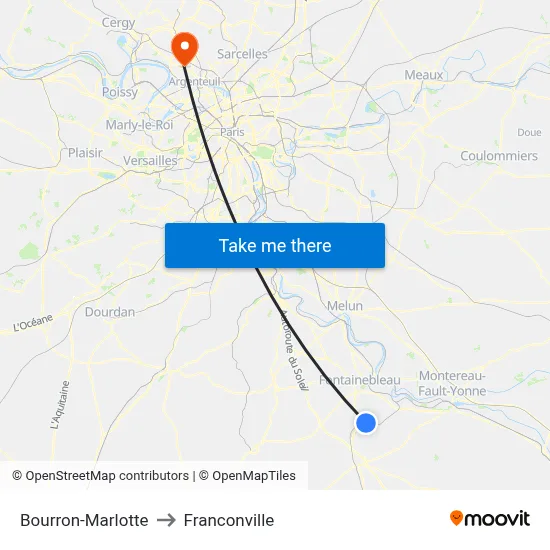 Bourron-Marlotte to Franconville map