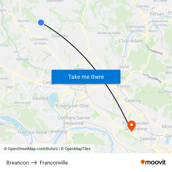 Breancon to Franconville map