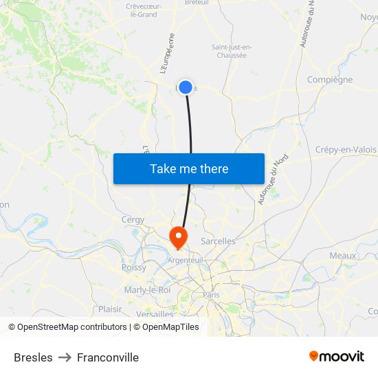 Bresles to Franconville map