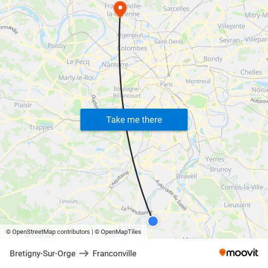Bretigny-Sur-Orge to Franconville map
