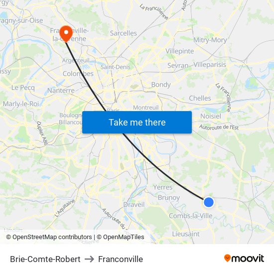 Brie-Comte-Robert to Franconville map