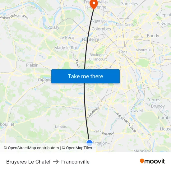 Bruyeres-Le-Chatel to Franconville map