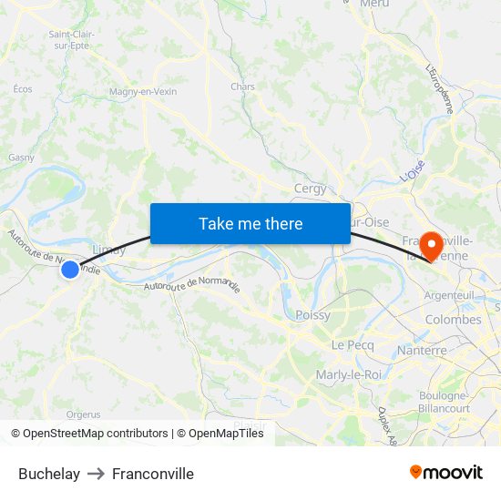 Buchelay to Franconville map