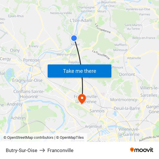 Butry-Sur-Oise to Franconville map