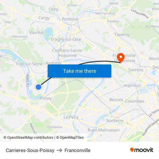 Carrieres-Sous-Poissy to Franconville map