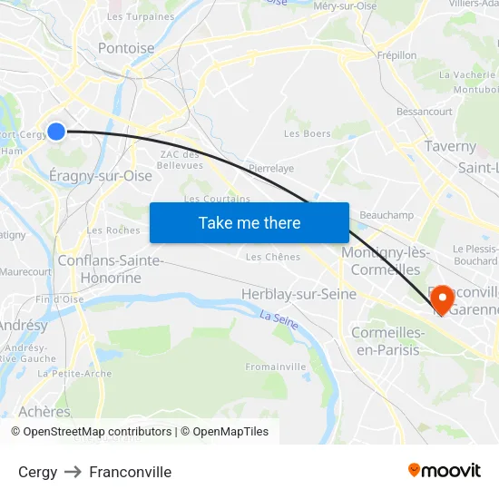 Cergy to Franconville map