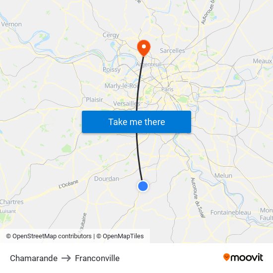 Chamarande to Franconville map