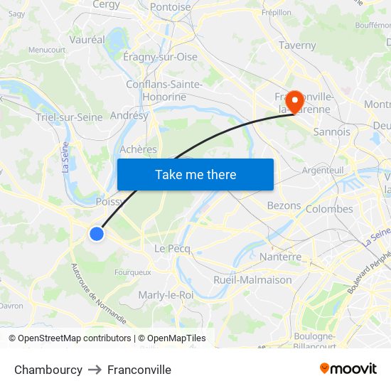 Chambourcy to Franconville map