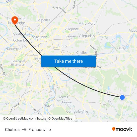 Chatres to Franconville map