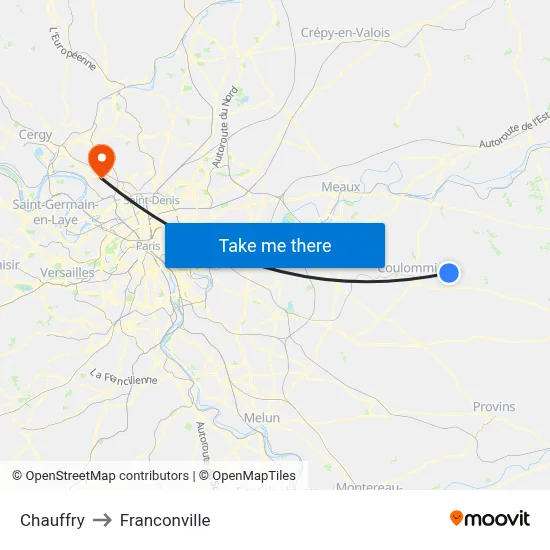 Chauffry to Franconville map