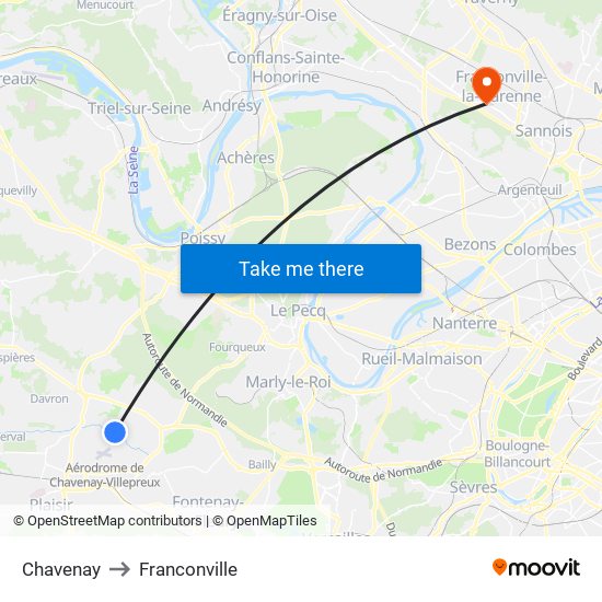 Chavenay to Franconville map