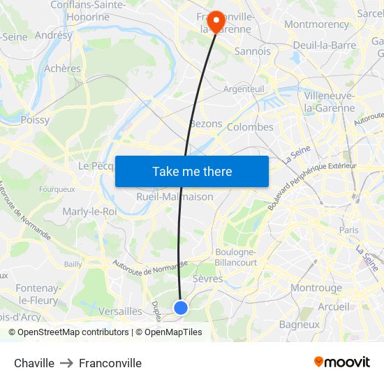Chaville to Franconville map