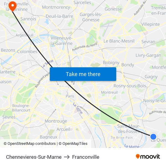 Chennevieres-Sur-Marne to Franconville map