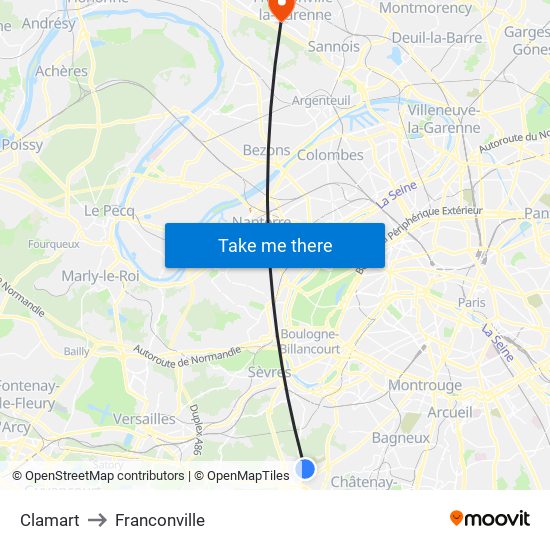 Clamart to Franconville map