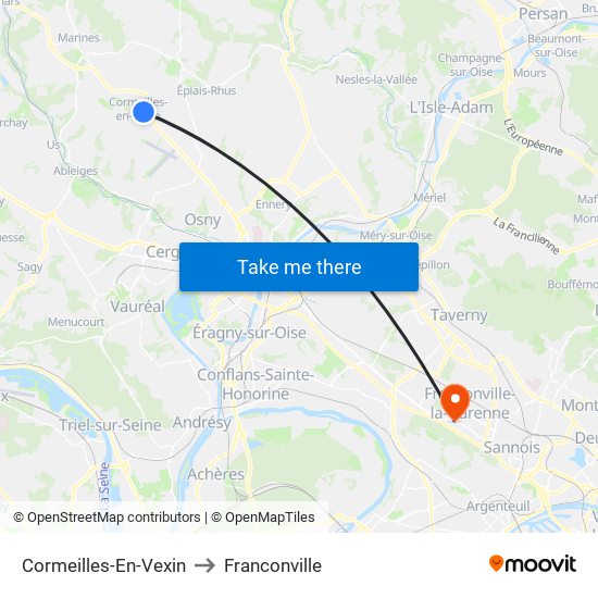 Cormeilles-En-Vexin to Franconville map