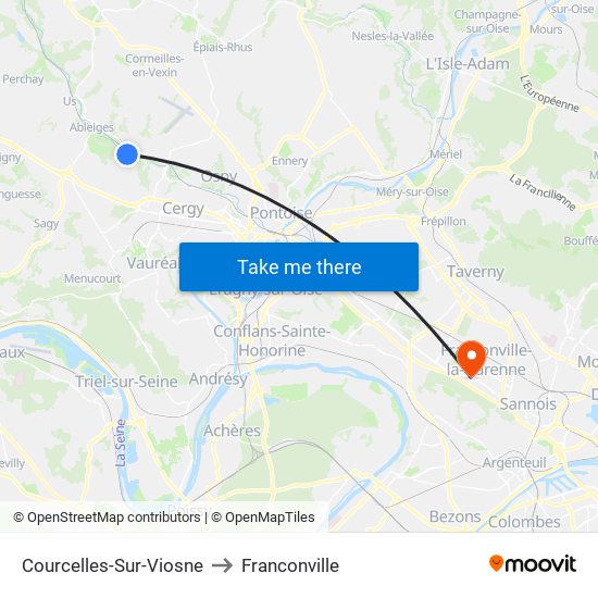 Courcelles-Sur-Viosne to Franconville map