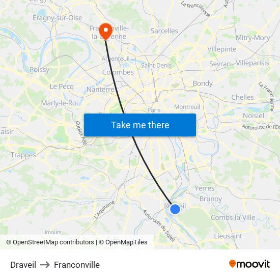 Draveil to Franconville map