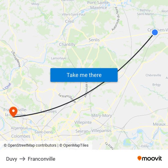 Duvy to Franconville map