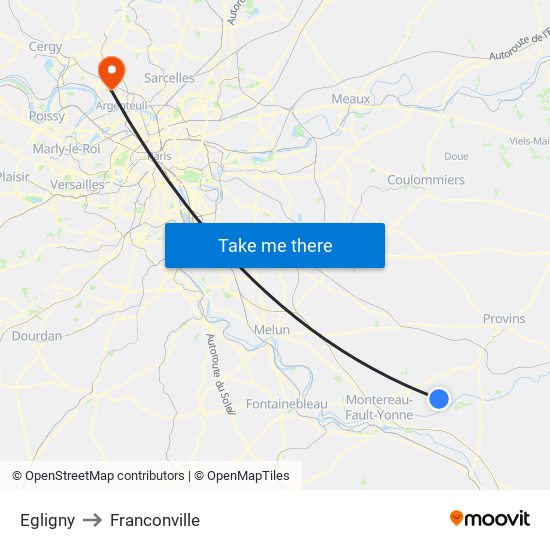 Egligny to Franconville map