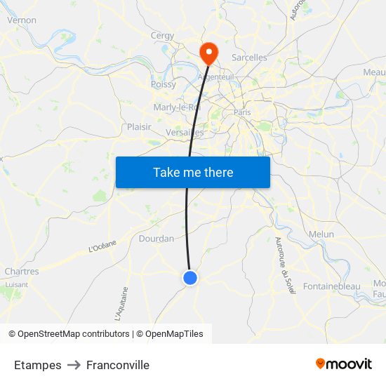 Etampes to Franconville map