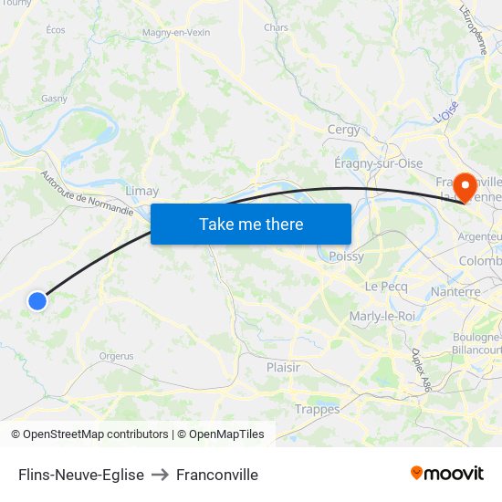 Flins-Neuve-Eglise to Franconville map
