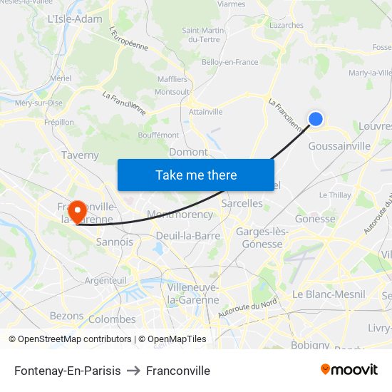 Fontenay-En-Parisis to Franconville map