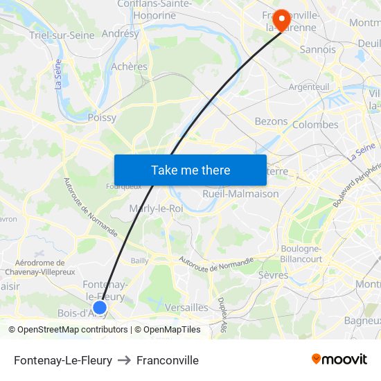 Fontenay-Le-Fleury to Franconville map