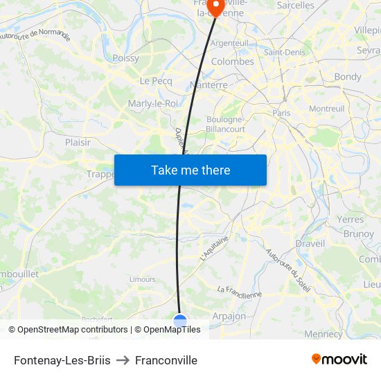 Fontenay-Les-Briis to Franconville map