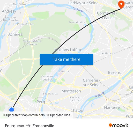 Fourqueux to Franconville map