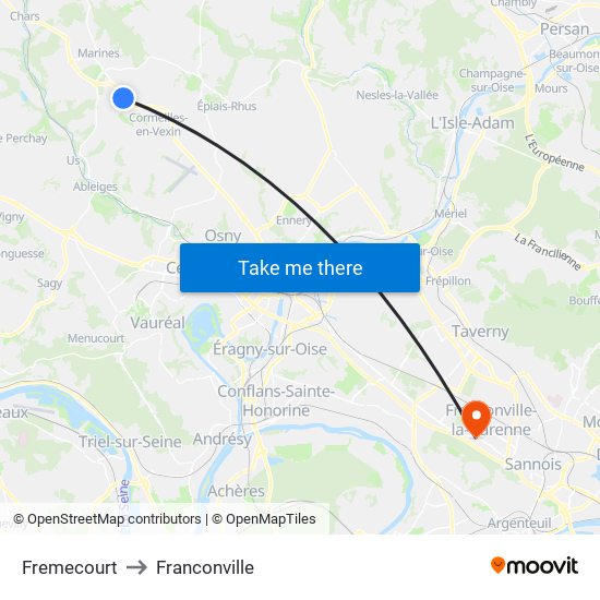 Fremecourt to Franconville map