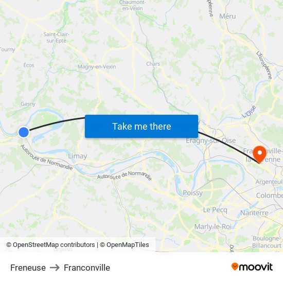 Freneuse to Franconville map