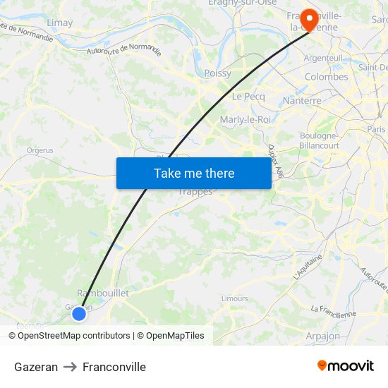 Gazeran to Franconville map