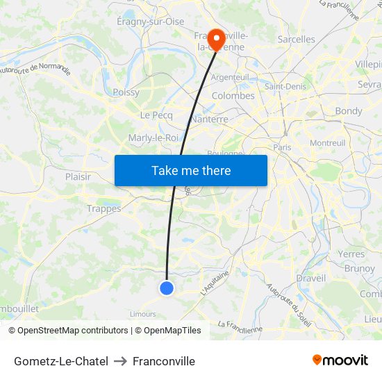 Gometz-Le-Chatel to Franconville map