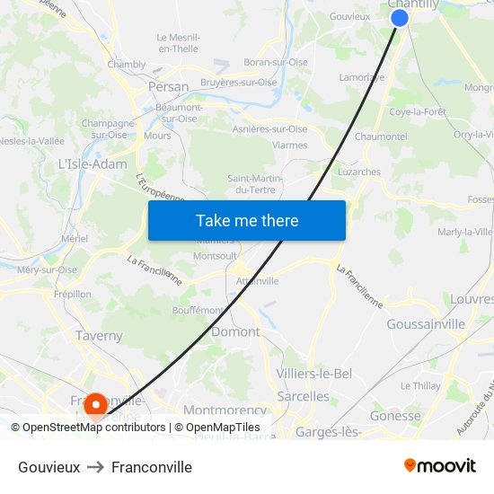 Gouvieux to Franconville map