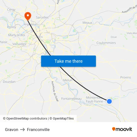 Gravon to Franconville map
