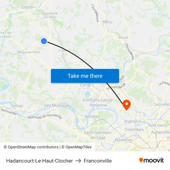 Hadancourt-Le-Haut-Clocher to Franconville map