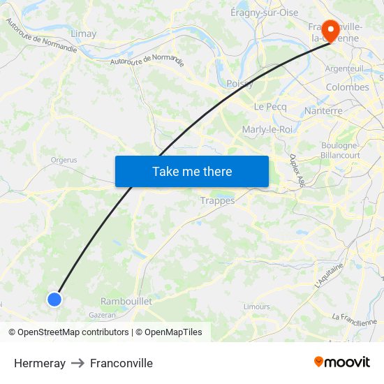 Hermeray to Franconville map