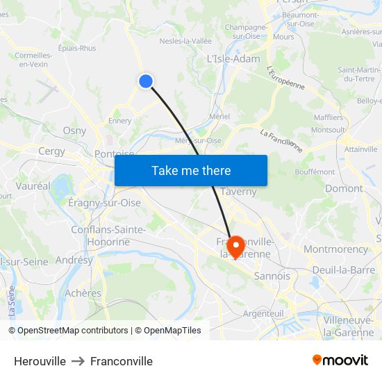 Herouville to Franconville map