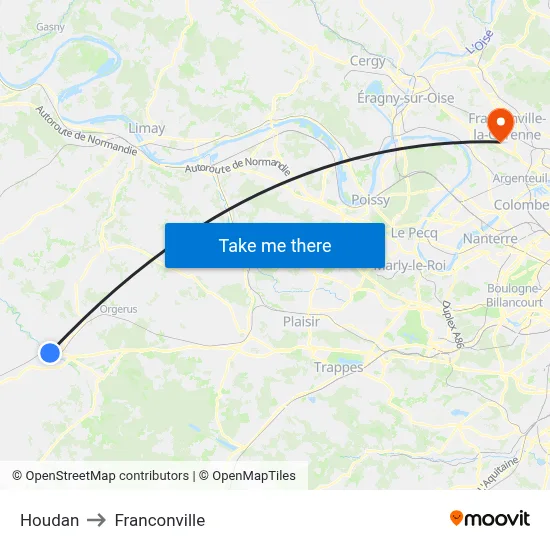 Houdan to Franconville map