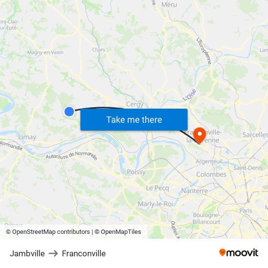 Jambville to Franconville map