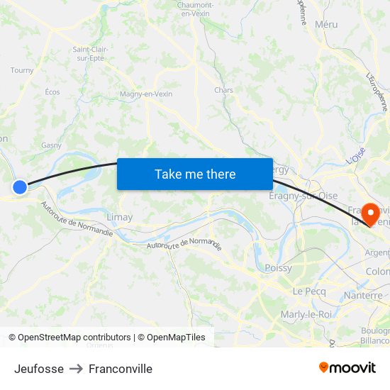 Jeufosse to Franconville map