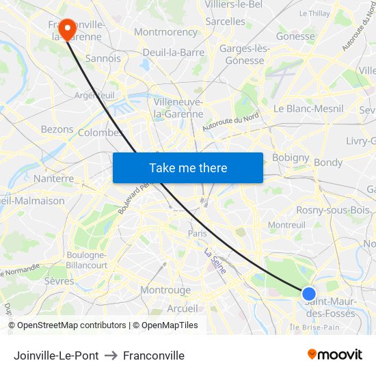 Joinville-Le-Pont to Franconville map
